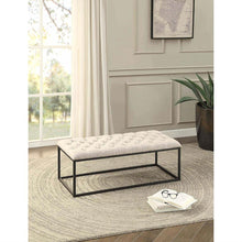 Load image into Gallery viewer, Beige Fabric Padded Button-Tufted Ottoman Accent Bench with Metal Frame