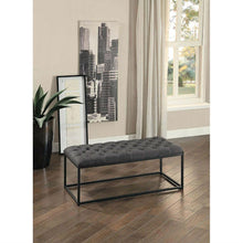 Load image into Gallery viewer, Grey Fabric Padded Button-Tufted Ottoman Footrest Bench