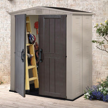Load image into Gallery viewer, Outdoor 3 x 6-ft Storage Shed in Taupe Brown Polypropylene