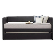 Load image into Gallery viewer, Twin size Black Faux Leather Upholstered Daybed with Pull Out Trundle