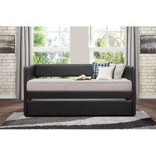 Load image into Gallery viewer, Twin size Black Faux Leather Upholstered Daybed with Pull Out Trundle