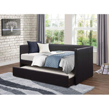 Load image into Gallery viewer, Twin size Black Faux Leather Upholstered Daybed with Pull Out Trundle