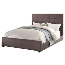 Load image into Gallery viewer, Queen size Grey Fabric Upholstered Bed with Tufted Headboard - Boxspring Required