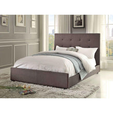 Load image into Gallery viewer, Queen size Grey Fabric Upholstered Bed with Tufted Headboard - Boxspring Required