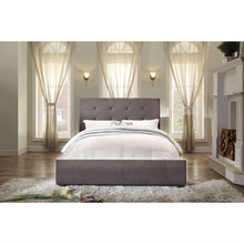 Load image into Gallery viewer, Queen size Grey Fabric Upholstered Bed with Tufted Headboard - Boxspring Required