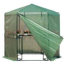 Load image into Gallery viewer, Outdoor Hexagon Greenhouse 6.5 x 7 Ft with Steel Frame PE Cover and Shelves