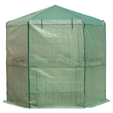 Load image into Gallery viewer, Outdoor Hexagon Greenhouse 6.5 x 7 Ft with Steel Frame PE Cover and Shelves