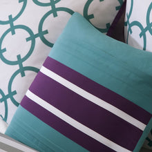 Load image into Gallery viewer, Twin-Twin XL 4-Piece Comforter Set Purple White Teal Circles &amp; Stripes