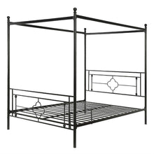 Load image into Gallery viewer, Queen size Classic Style Canopy Bed Frame in Black Metal Finish