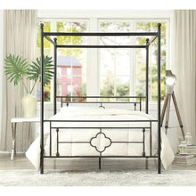 Load image into Gallery viewer, Queen size Classic Style Canopy Bed Frame in Black Metal Finish