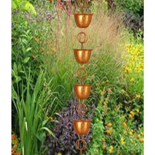 Load image into Gallery viewer, Hammered Copper Cups 8.5-Feet Rain Chain Rain Gutter Downspout Alternative