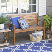 Load image into Gallery viewer, Outdoor 4-Ft Classic Slat Back Garden Bench Patio Arm Chair in Acacia Wood