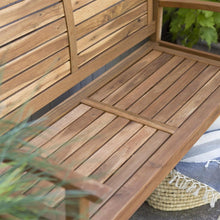 Load image into Gallery viewer, Outdoor 4-Ft Classic Slat Back Garden Bench Patio Arm Chair in Acacia Wood