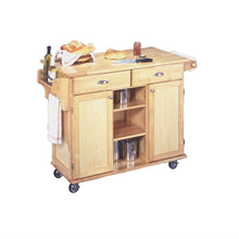 Load image into Gallery viewer, Natural Wood Finish Kitchen Island Cart with Locking Casters