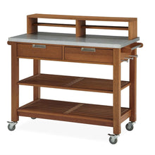 Load image into Gallery viewer, Rust Resistant Steel Top Potting Bench Work Table with Locking Casters