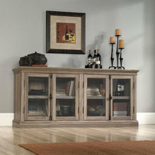 Load image into Gallery viewer, Salt Oak Wood Finish TV Stand with Tempered Glass Doors - Fits up to 80-inch TV