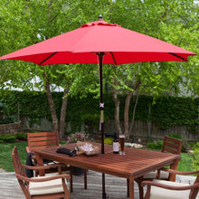 Load image into Gallery viewer, Outdoor 9-Ft Wood Patio Umbrella with Red Canopy Shade