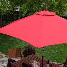 Load image into Gallery viewer, Outdoor 9-Ft Wood Patio Umbrella with Red Canopy Shade