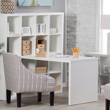 Load image into Gallery viewer, Modern Computer Desk with Honeycomb Style Wall Bookcase in White