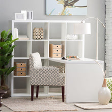 Load image into Gallery viewer, Modern Computer Desk with Honeycomb Style Wall Bookcase in White
