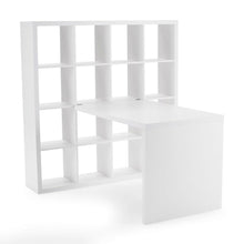 Load image into Gallery viewer, Modern Computer Desk with Honeycomb Style Wall Bookcase in White