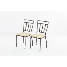 Load image into Gallery viewer, Set of 2 Wrought Iron Outdoor Patio Bistro Chairs with Cushions