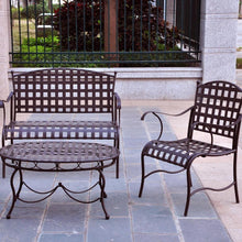 Load image into Gallery viewer, 3-Piece Wrought Iron Patio Furniture Lounge Seating Group Set