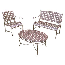 Load image into Gallery viewer, 3-Piece Wrought Iron Patio Furniture Lounge Seating Group Set