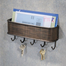 Load image into Gallery viewer, Wall Mount Mail Holder with Key Hooks