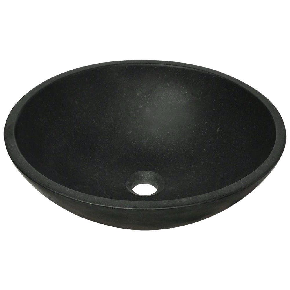 Basalt Black Granite Stone Modern Round Basin Vessel Sink