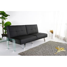 Load image into Gallery viewer, Black Leatherette Foldable Click-Clack Futon Sofa Bed