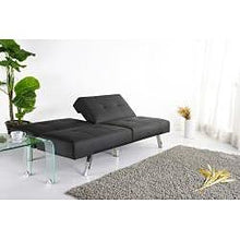 Load image into Gallery viewer, Black Leatherette Foldable Click-Clack Futon Sofa Bed