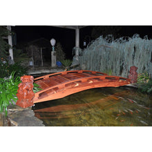Load image into Gallery viewer, Japanese Style Functional 4-Ft Wood Garden Bridge in Outdoor Sealed Redwood