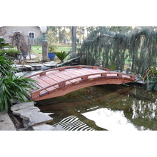 Load image into Gallery viewer, Japanese Style Functional 4-Ft Wood Garden Bridge in Outdoor Sealed Redwood