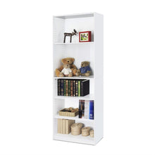 Load image into Gallery viewer, Modern 5-Shelf Bookcase in White Wood Finish