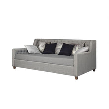 Load image into Gallery viewer, Twin size Grey Linen Upholstered Day Bed with Tufted Detailing and Wood Legs