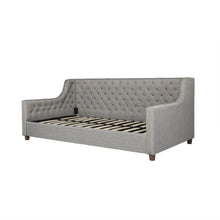 Load image into Gallery viewer, Twin size Grey Linen Upholstered Day Bed with Tufted Detailing and Wood Legs