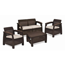 Load image into Gallery viewer, Brown Resin Wicker Patio Furniture Set with Off-White Cushions