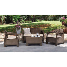 Load image into Gallery viewer, Brown Resin Wicker Patio Furniture Set with Off-White Cushions