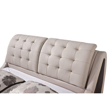 Load image into Gallery viewer, King size Light Brown Tan Faux Leather Upholstered Bed with Headboard