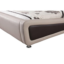 Load image into Gallery viewer, King size Light Brown Tan Faux Leather Upholstered Bed with Headboard
