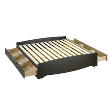 Load image into Gallery viewer, King size Black Wood Platform Bed Frame with Storage Drawers