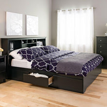 Load image into Gallery viewer, King size Black Wood Platform Bed Frame with Storage Drawers