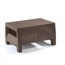 Load image into Gallery viewer, Modern Patio Table Ottoman in Brown Outdoor Weather Resistant Plastic Rattan