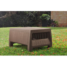 Load image into Gallery viewer, Modern Patio Table Ottoman in Brown Outdoor Weather Resistant Plastic Rattan