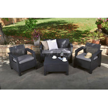 Load image into Gallery viewer, Contemporary Outdoor Coffee Table in Durable Black Plastic Rattan