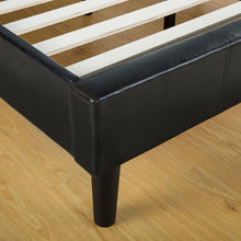 Load image into Gallery viewer, King size Dark Brown Faux Leather Upholstered Platform Bed with Headboard