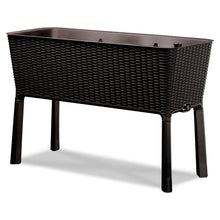 Load image into Gallery viewer, Modern Dark Brown Resin Wicker Raised Garden Bed Planter with Water Indicator