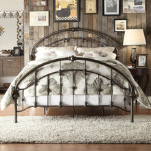 Load image into Gallery viewer, King size Antique Dark Bronze Metal Bed with Arch Headboard and Footboard