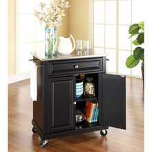 Load image into Gallery viewer, Stainless Steel Top Portable Kitchen Cart Island in Black Finish
